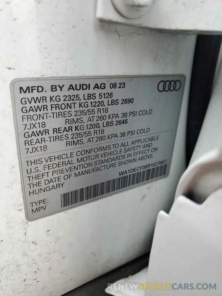 14 fotografías del automóvil dañado WA1DECF36R1027887 AUDI Q3 2024