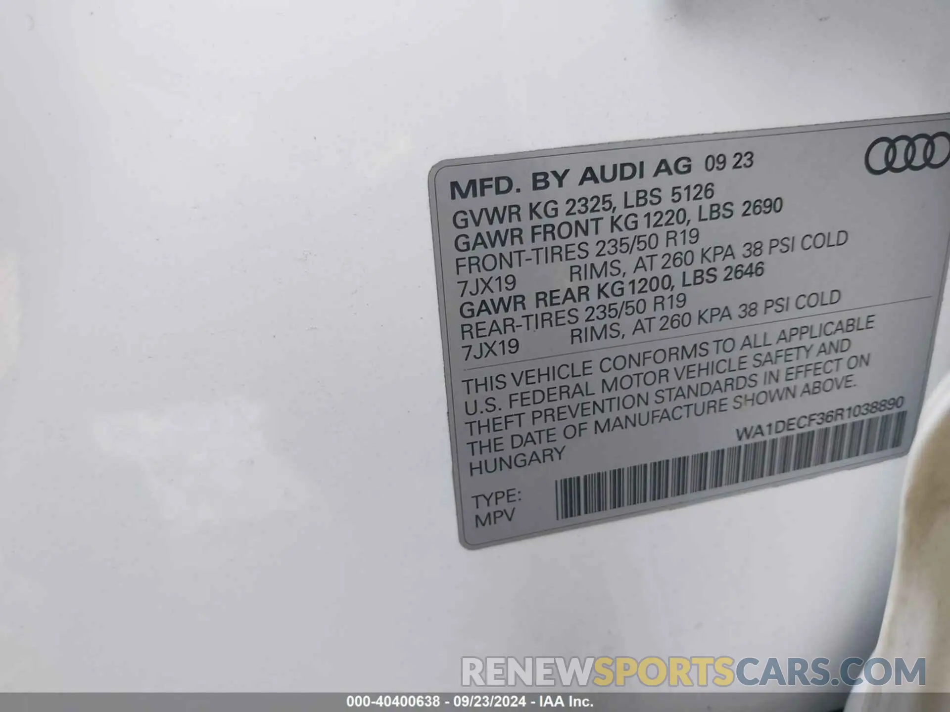 9 fotografías del automóvil dañado WA1DECF36R1038890 AUDI Q3 2024