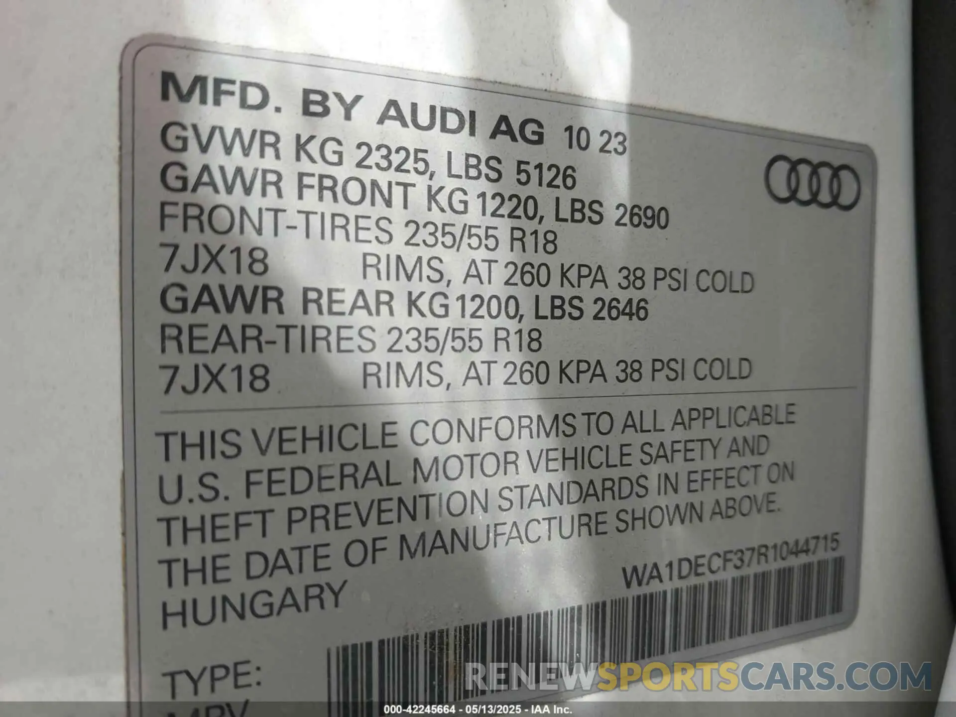 9 fotografías del automóvil dañado WA1DECF37R1044715 AUDI Q3 2024
