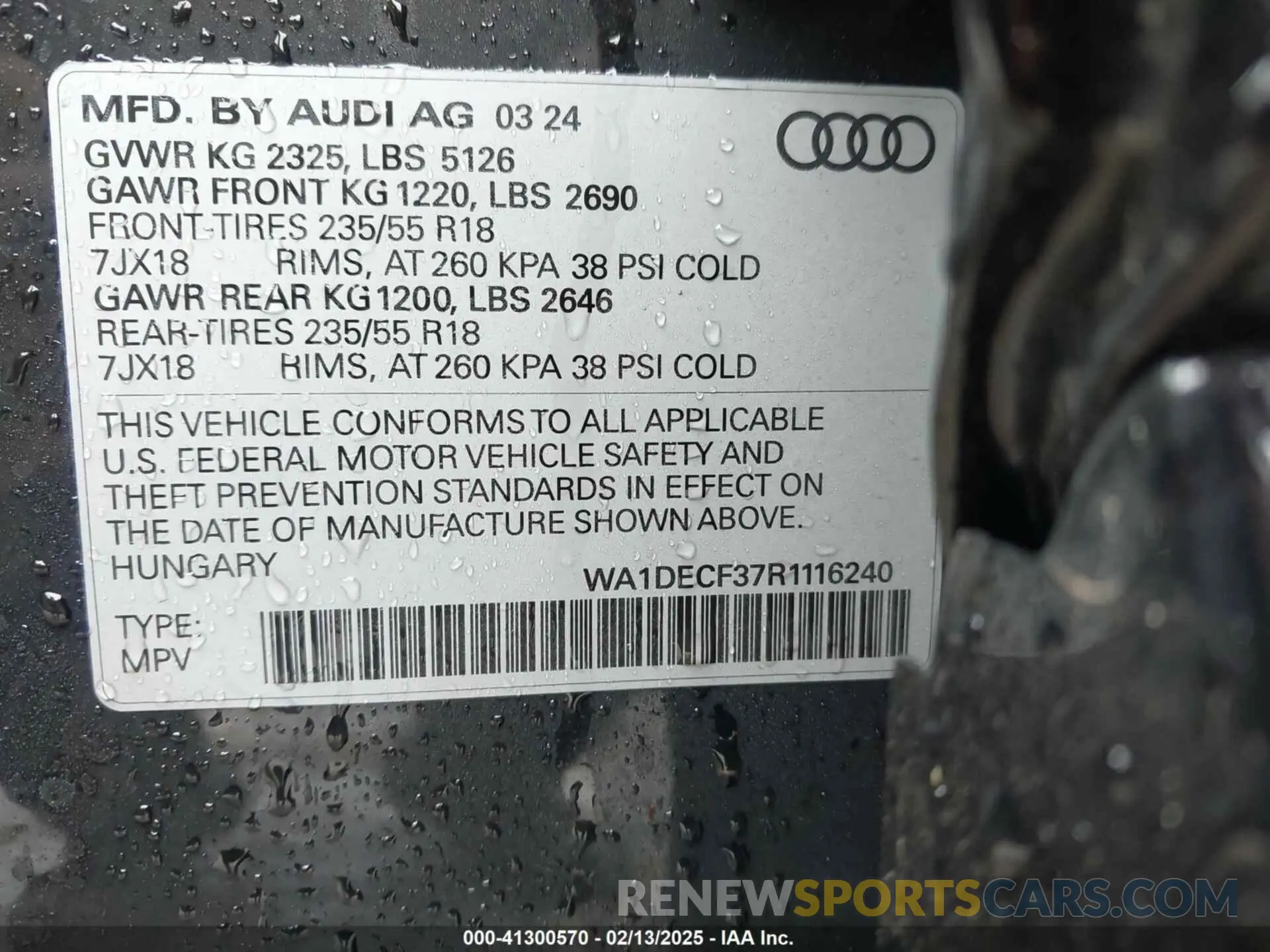 9 fotografías del automóvil dañado WA1DECF37R1116240 AUDI Q3 2024