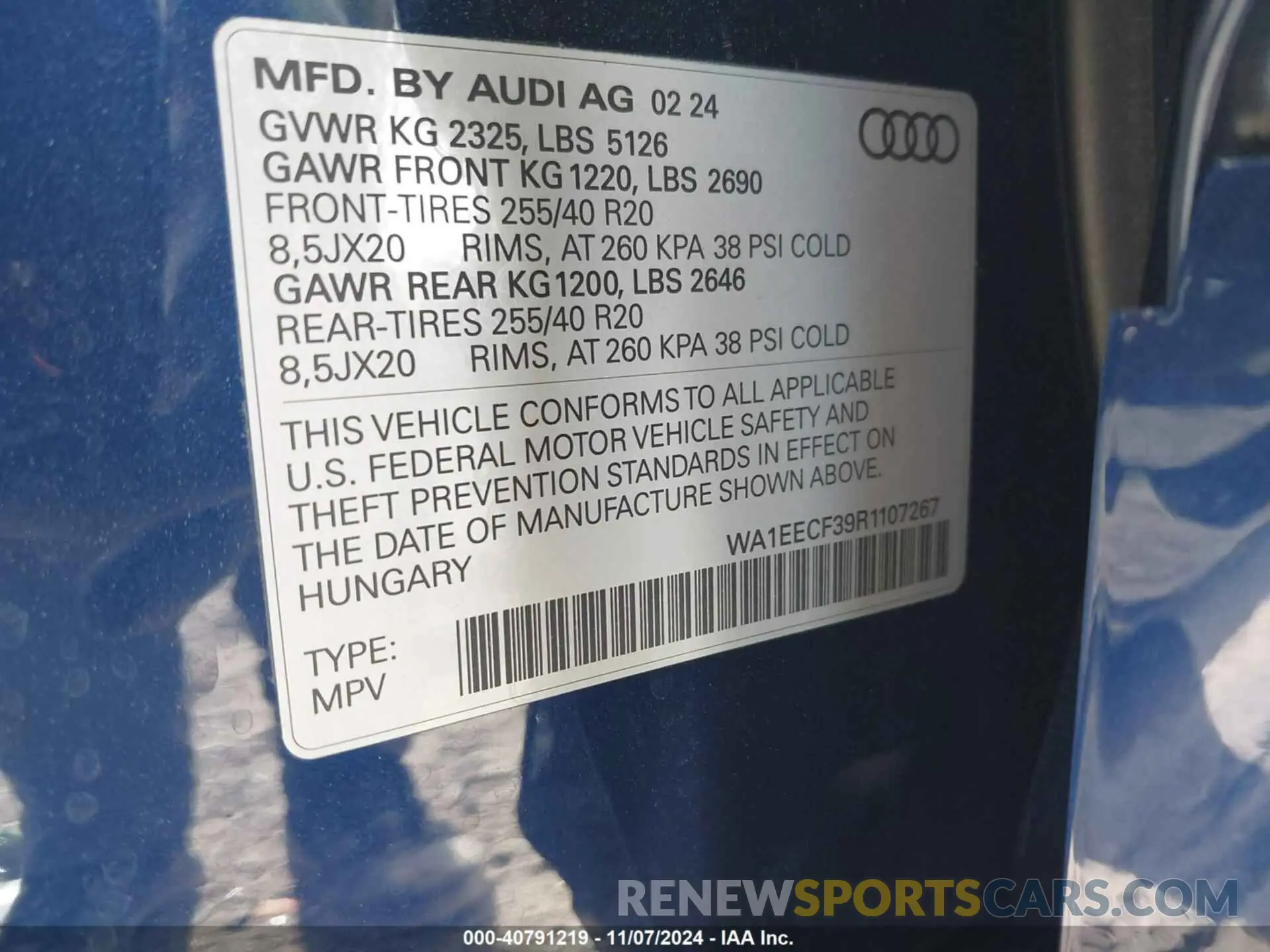 9 fotografías del automóvil dañado WA1EECF39R1107267 AUDI Q3 2024