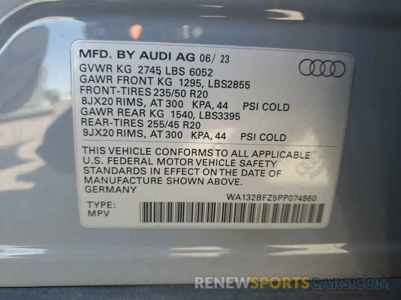 13 fotografías del automóvil dañado WA132BFZ5PP074860 AUDI Q4 E-TRON 2023