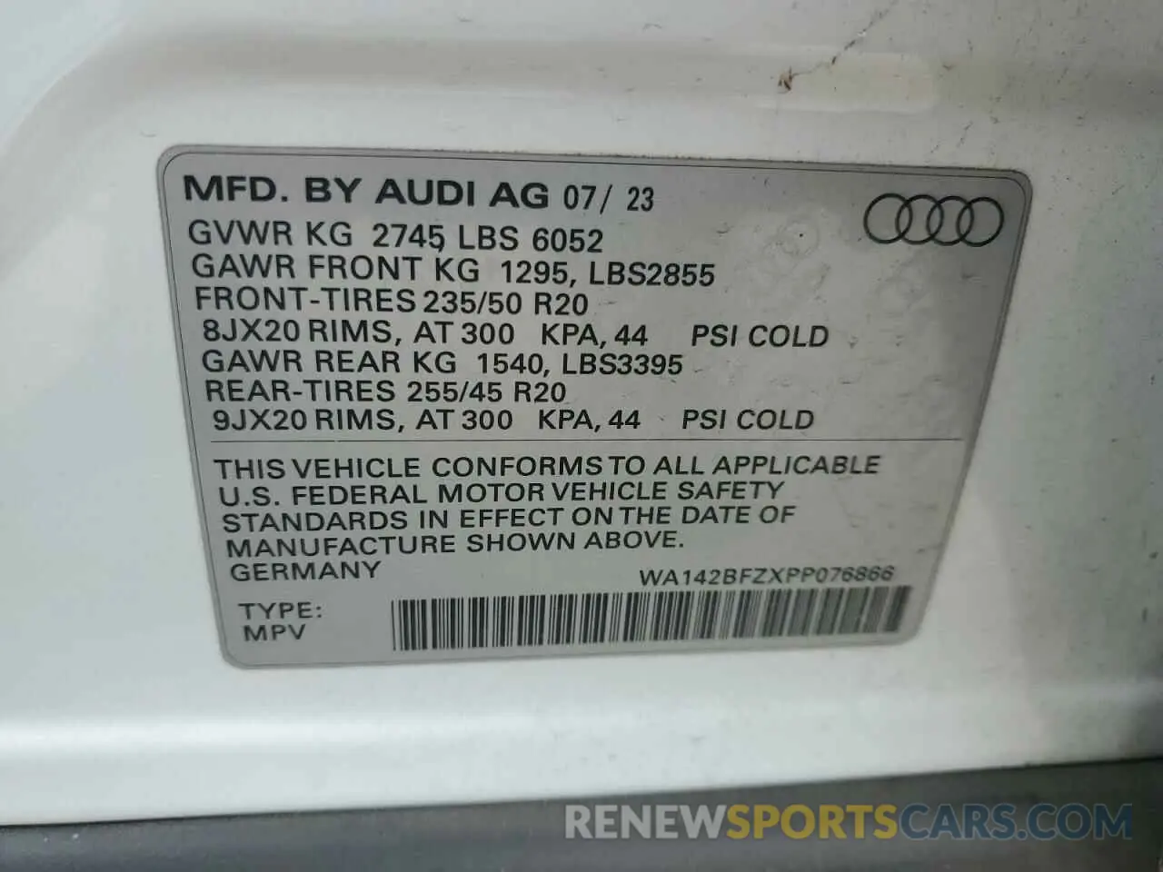 13 fotografías del automóvil dañado WA142BFZXPP076866 AUDI Q4 E-TRON 2023