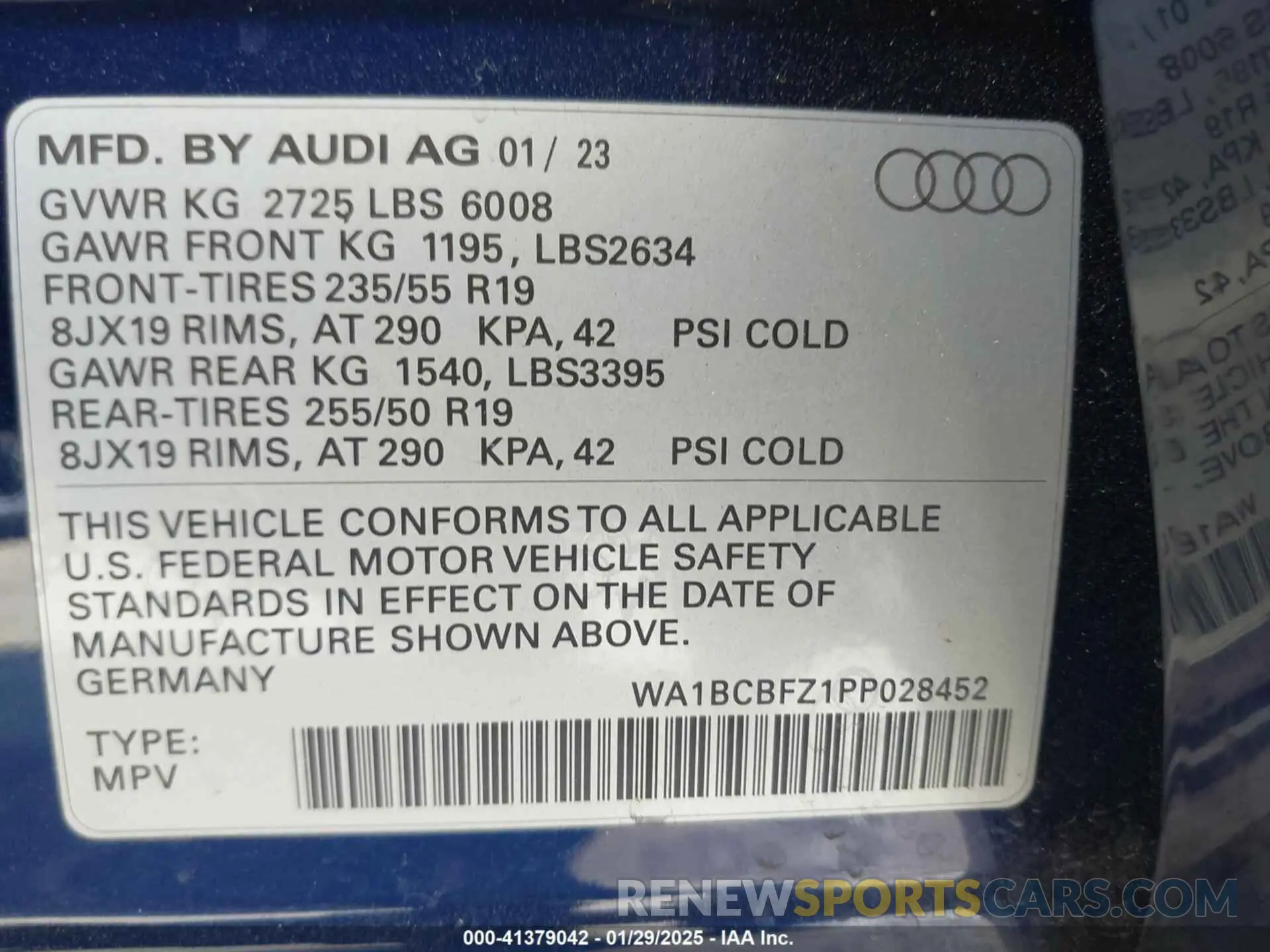 9 fotografías del automóvil dañado WA1BCBFZ1PP028452 AUDI Q4 E-TRON 2023