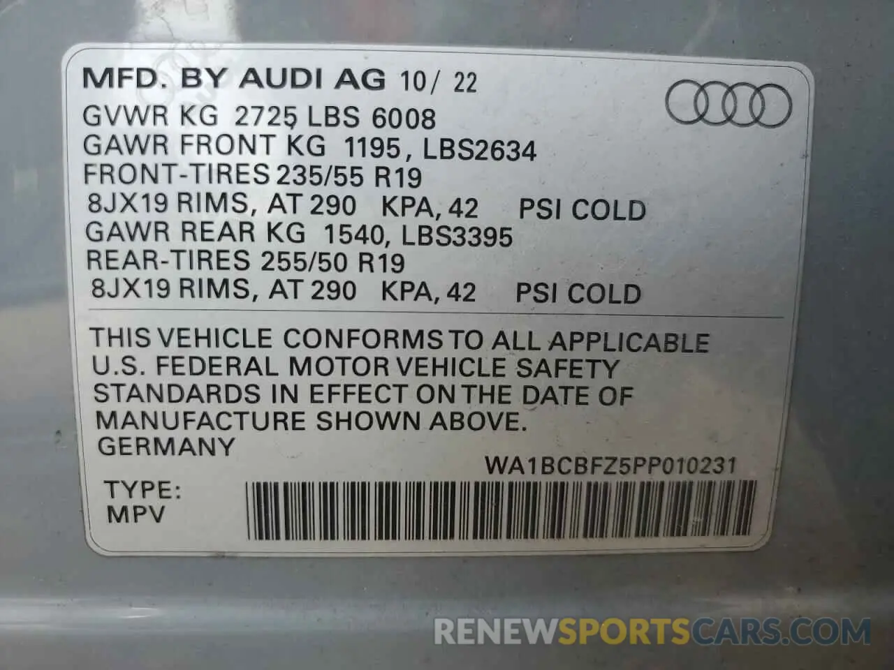 12 fotografías del automóvil dañado WA1BCBFZ5PP010231 AUDI Q4 E-TRON 2023