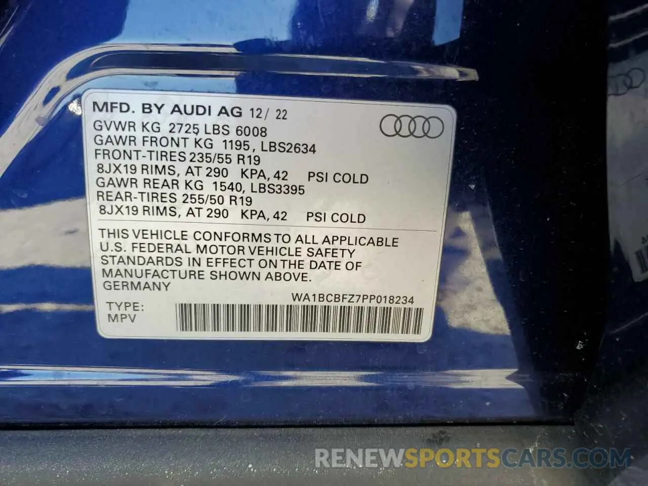 13 fotografías del automóvil dañado WA1BCBFZ7PP018234 AUDI Q4 E-TRON 2023