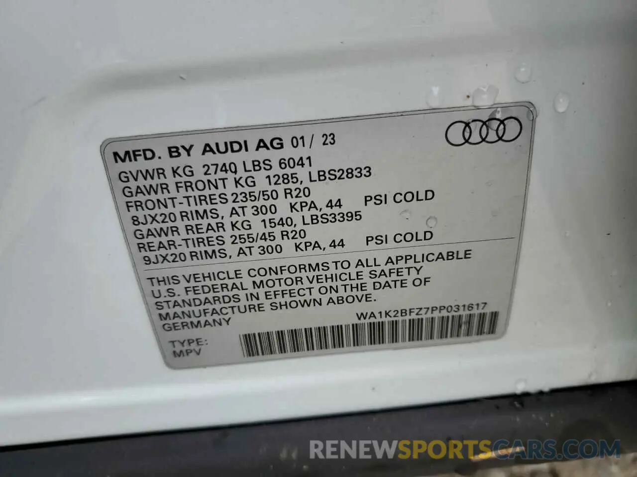 13 fotografías del automóvil dañado WA1K2BFZ7PP031617 AUDI Q4 E-TRON 2023