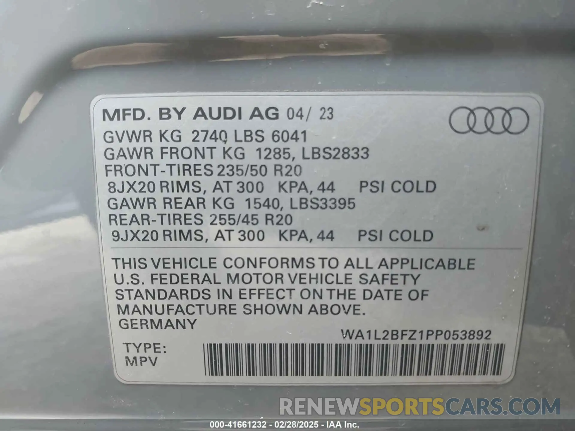 9 fotografías del automóvil dañado WA1L2BFZ1PP053892 AUDI Q4 E-TRON 2023