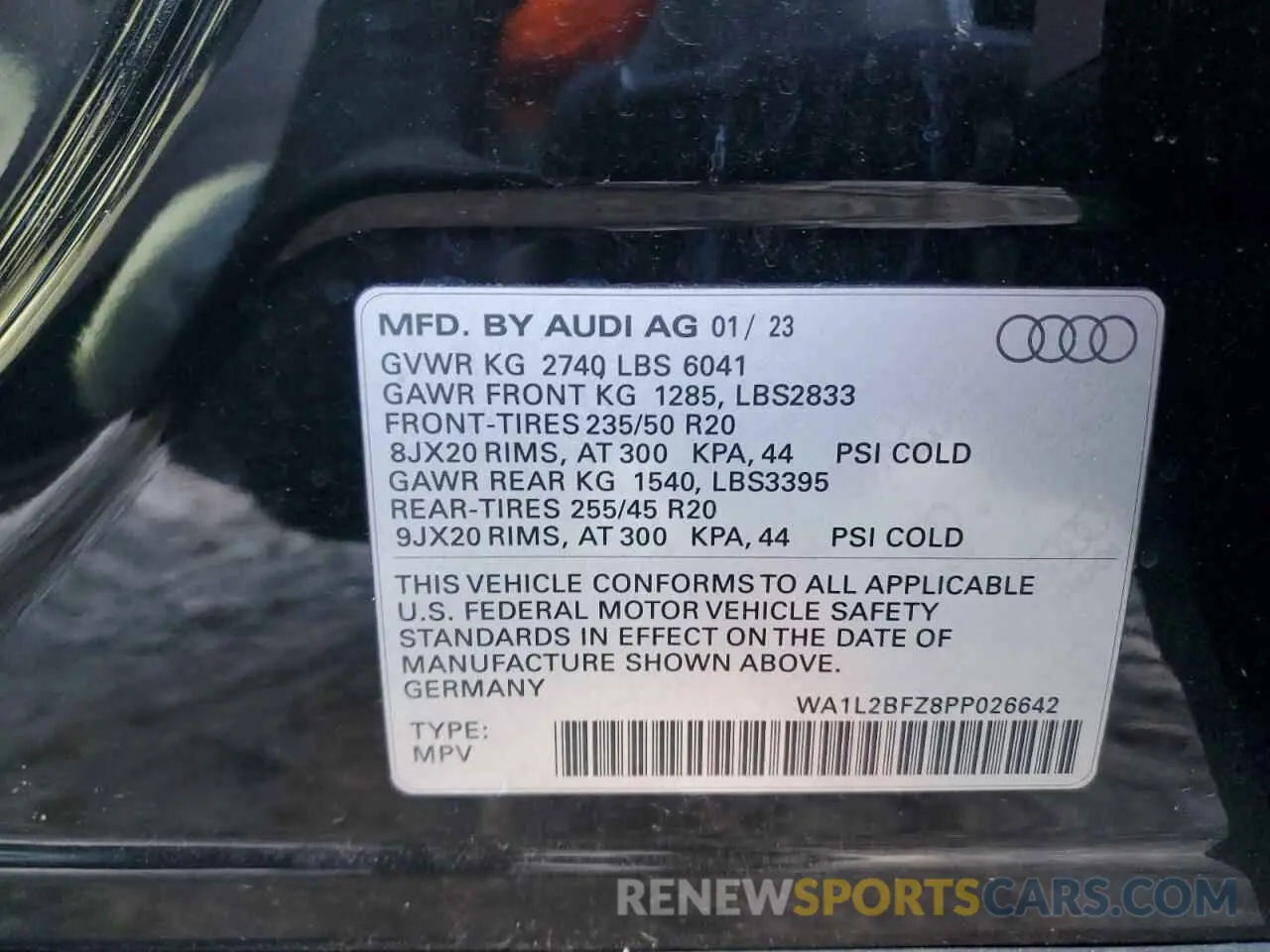 13 fotografías del automóvil dañado WA1L2BFZ8PP026642 AUDI Q4 E-TRON 2023