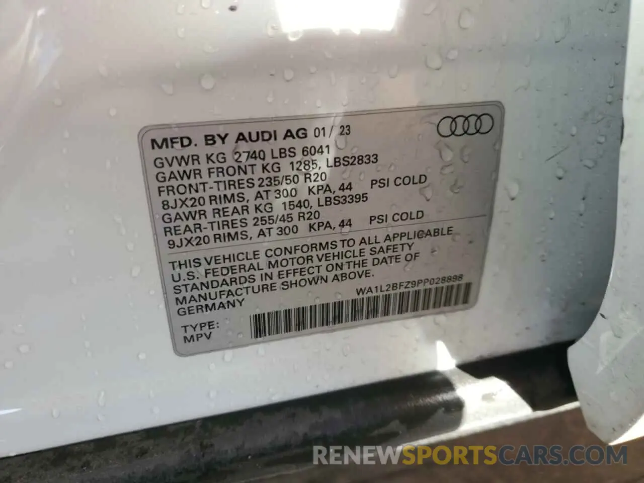 14 fotografías del automóvil dañado WA1L2BFZ9PP028898 AUDI Q4 E-TRON 2023
