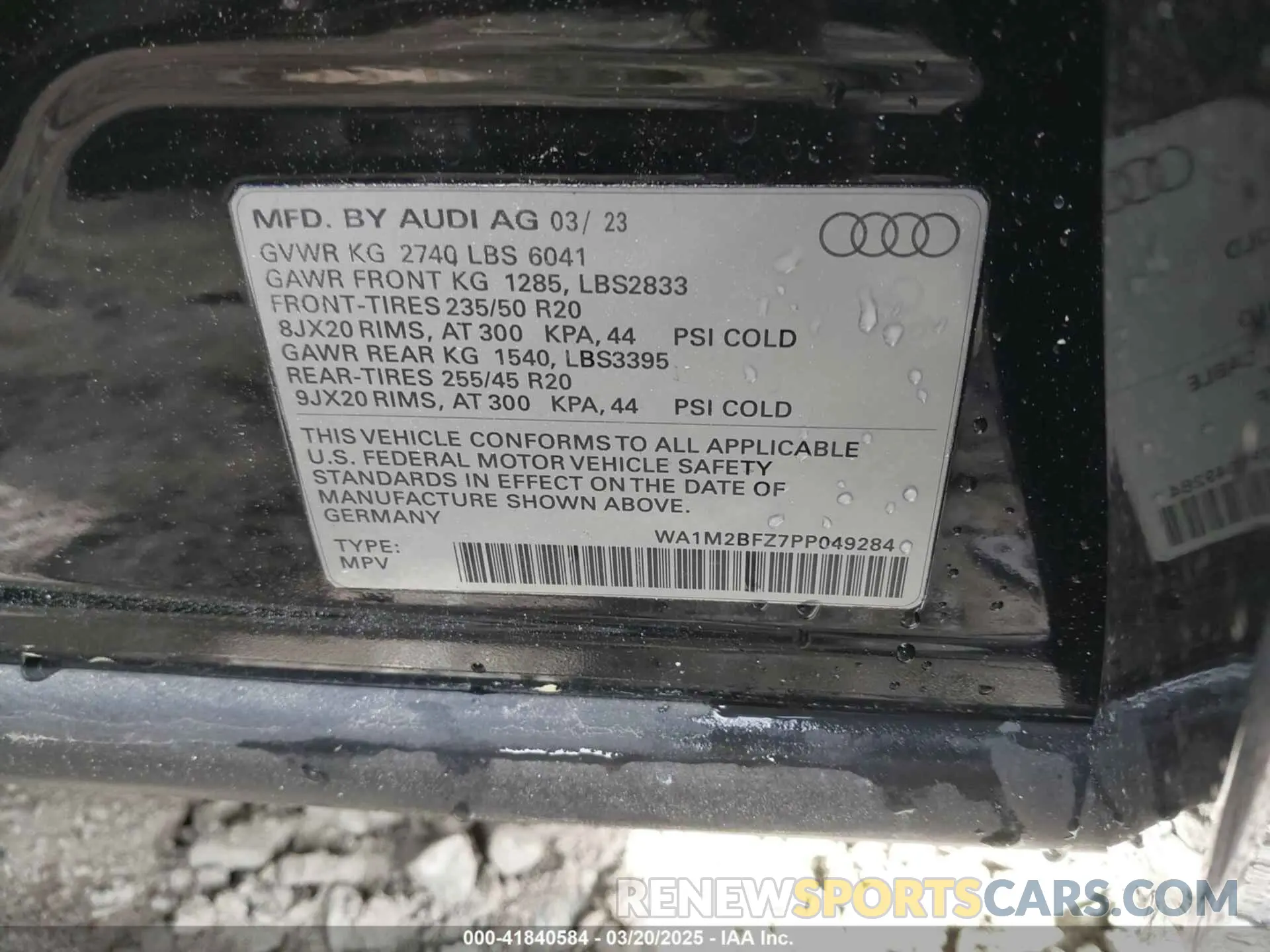 9 fotografías del automóvil dañado WA1M2BFZ7PP049284 AUDI Q4 E-TRON 2023