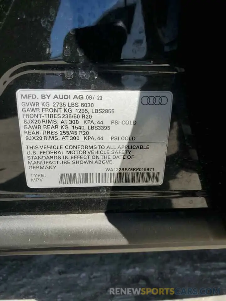 13 fotografías del automóvil dañado WA122BFZ5RP019971 AUDI Q4 E-TRON 2024