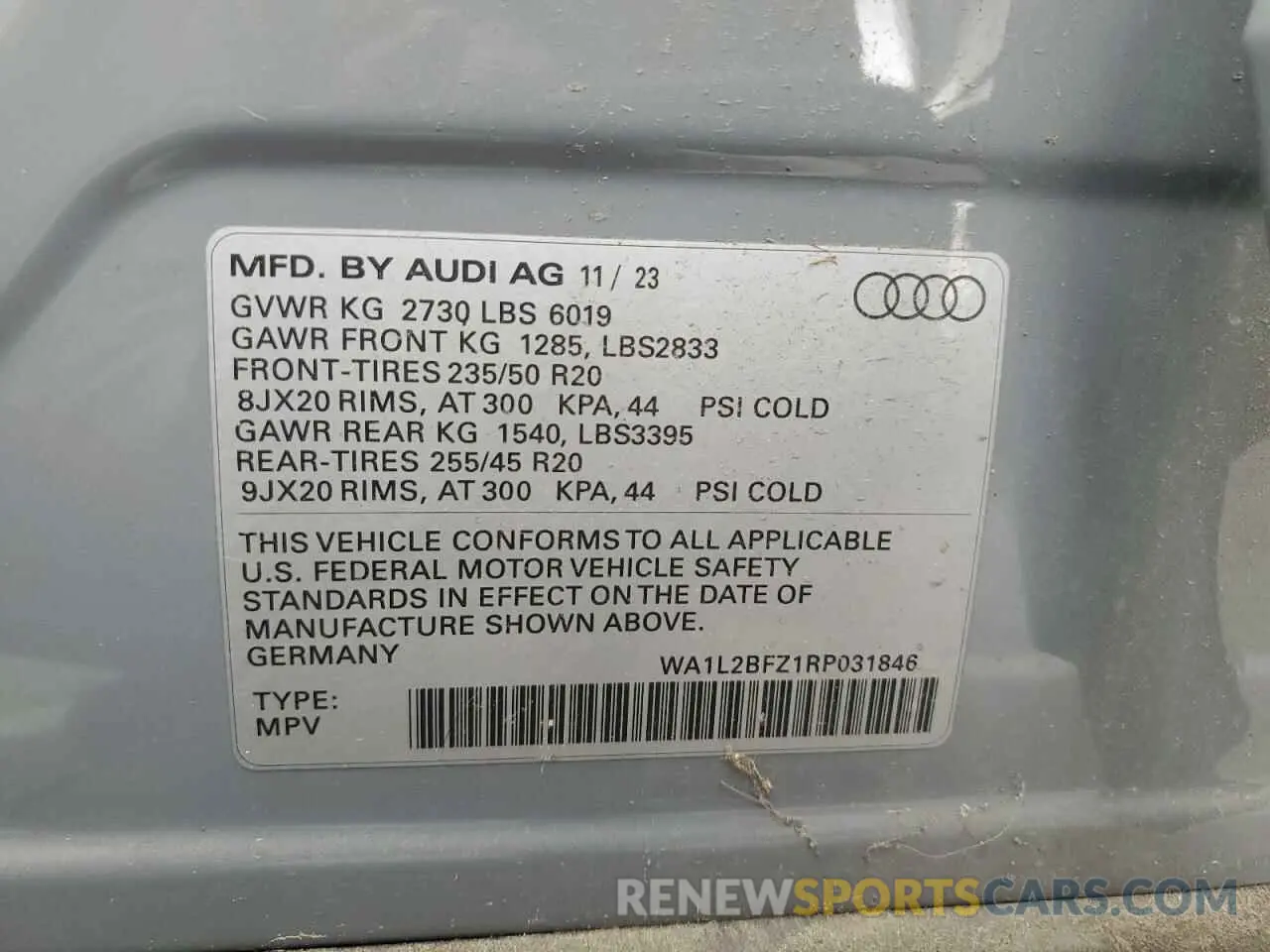 13 fotografías del automóvil dañado WA1L2BFZ1RP031846 AUDI Q4 E-TRON 2024
