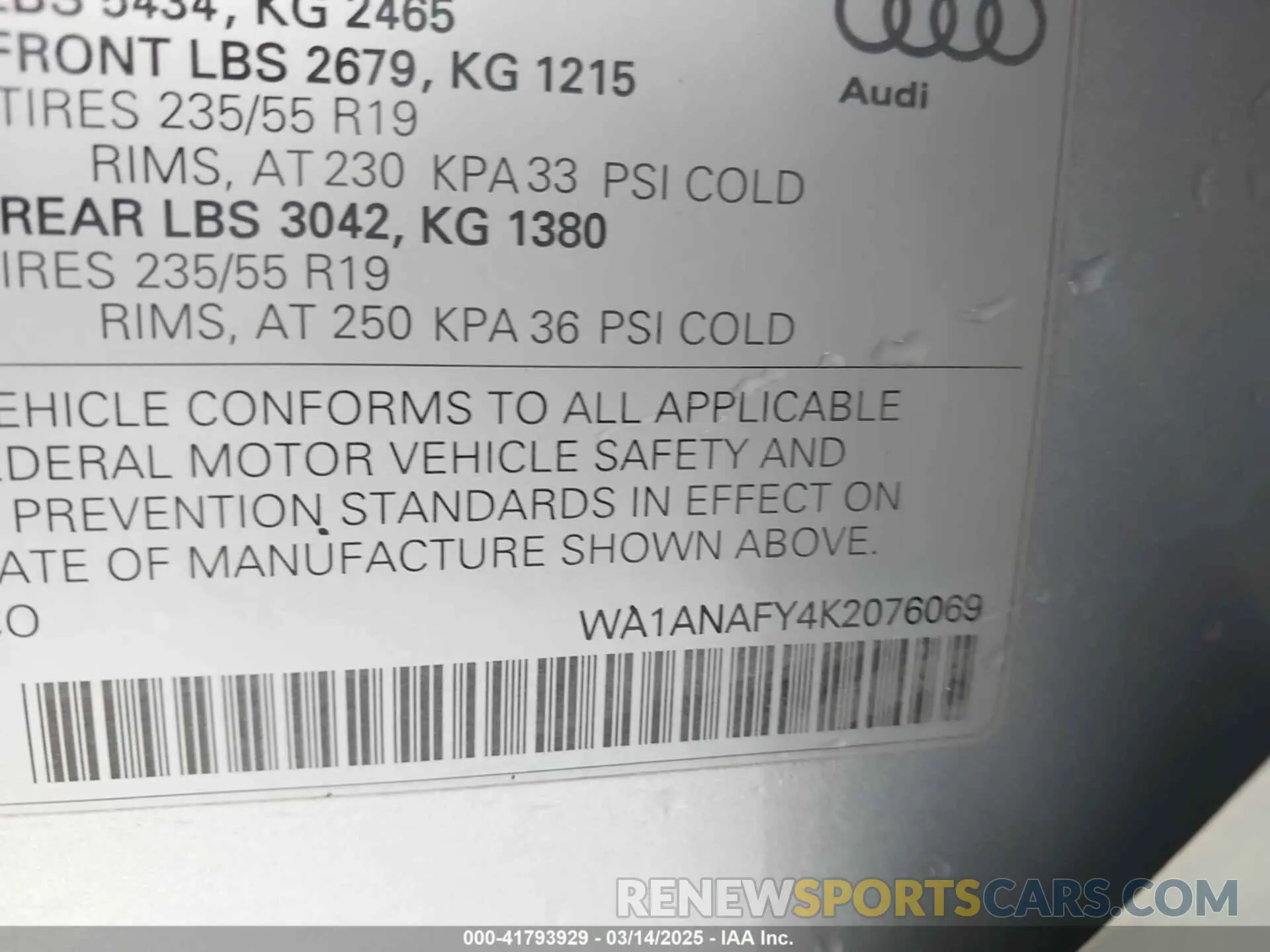 9 fotografías del automóvil dañado WA1ANAFY4K2076069 AUDI Q5 2019