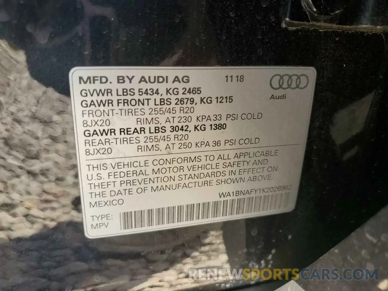 13 fotografías del automóvil dañado WA1BNAFY1K2026962 AUDI Q5 2019