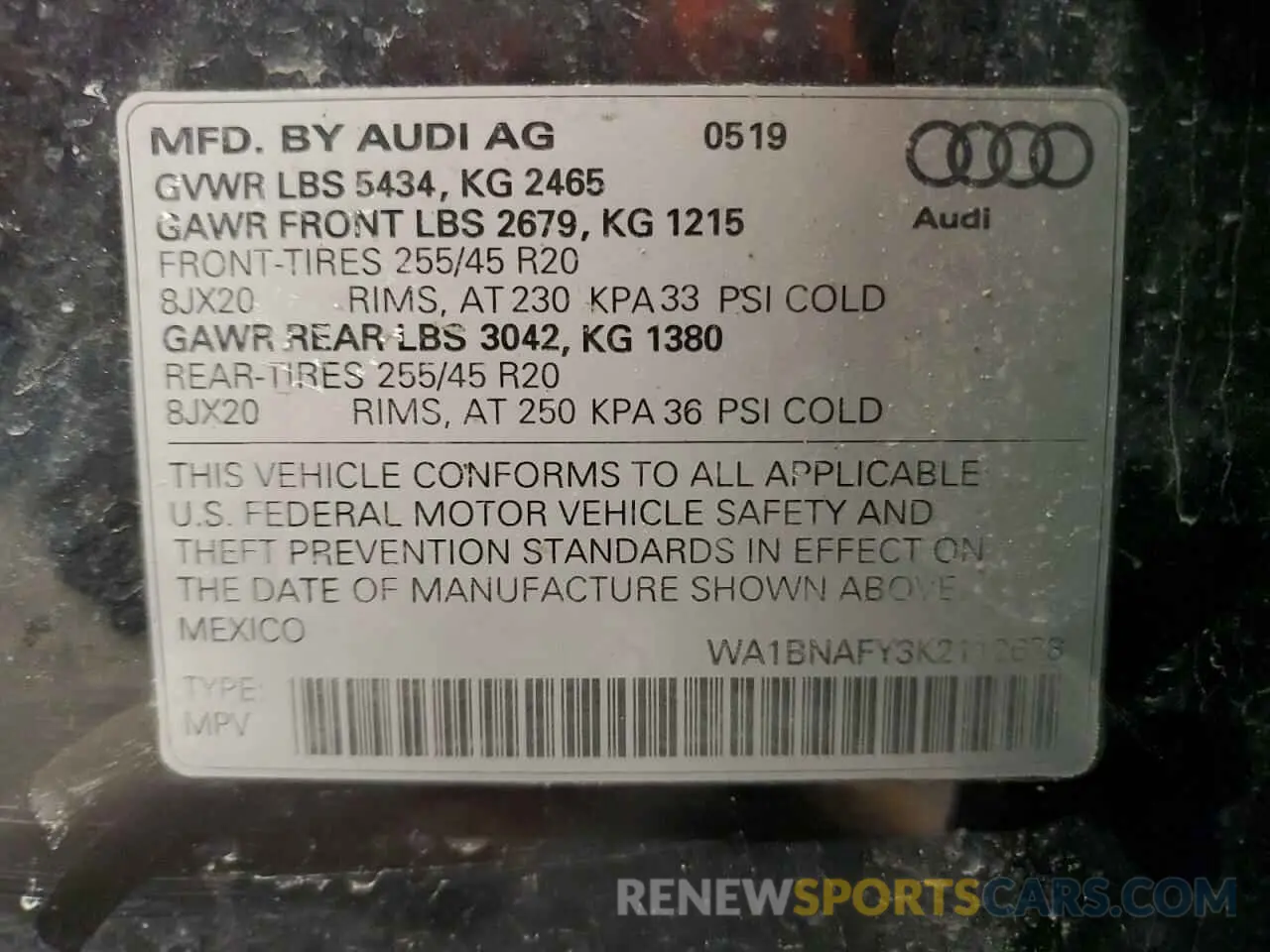 13 fotografías del automóvil dañado WA1BNAFY3K2112628 AUDI Q5 2019