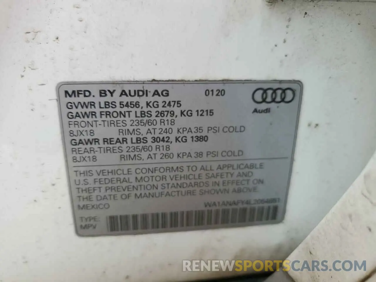 15 fotografías del automóvil dañado WA1ANAFY4L2054851 AUDI Q5 2020