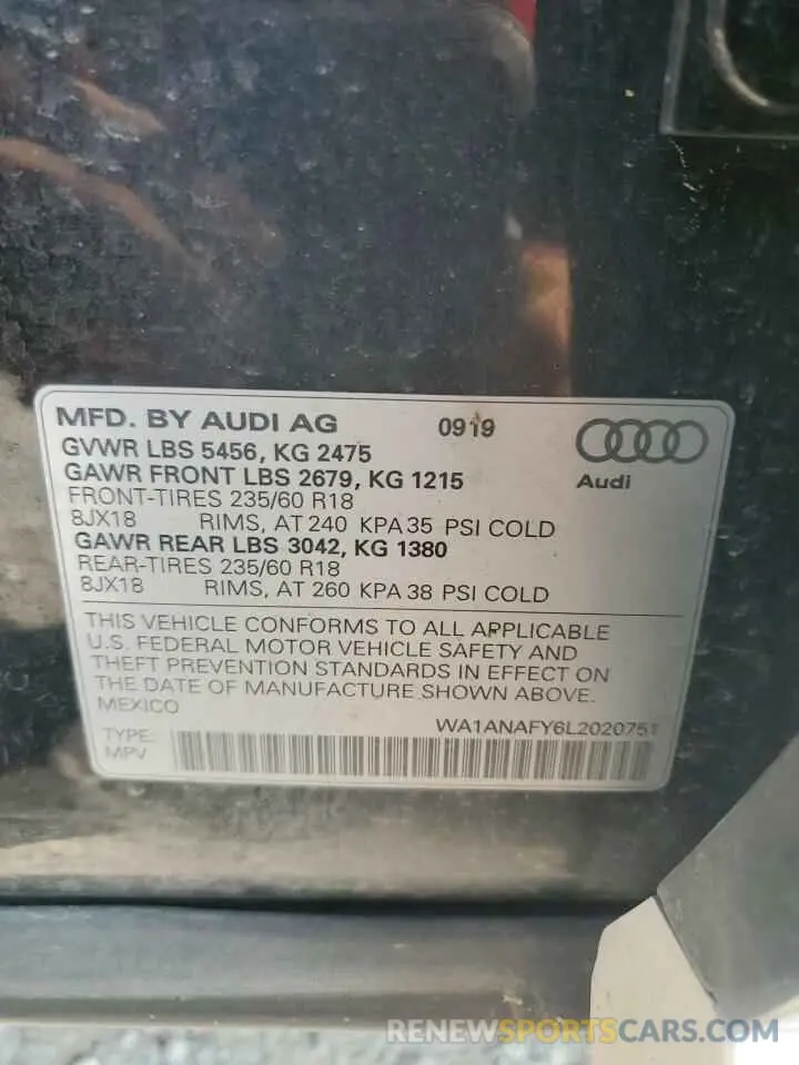 13 fotografías del automóvil dañado WA1ANAFY6L2020751 AUDI Q5 2020