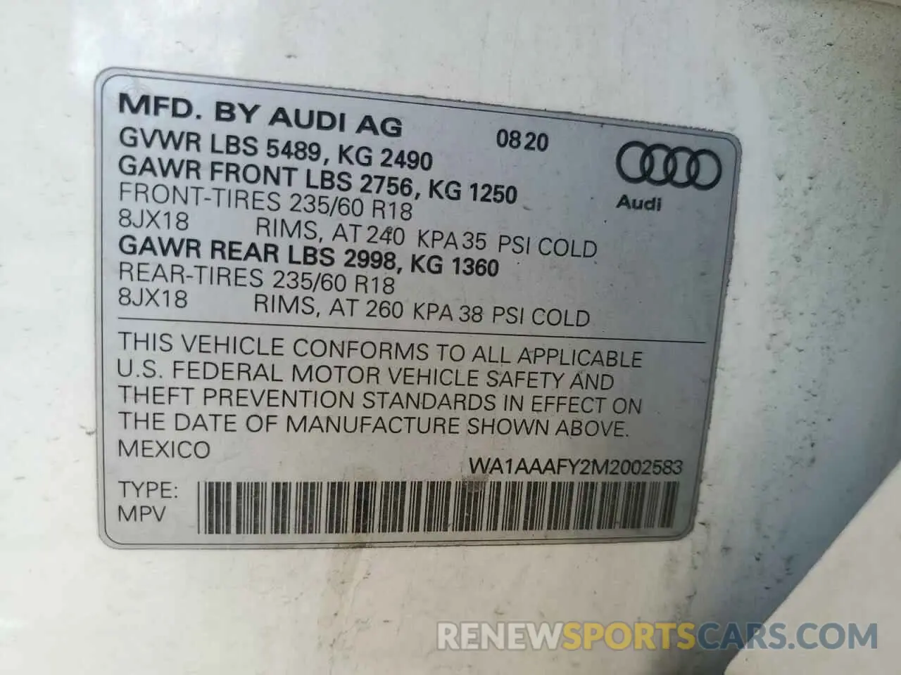 14 fotografías del automóvil dañado WA1AAAFY2M2002583 AUDI Q5 2021