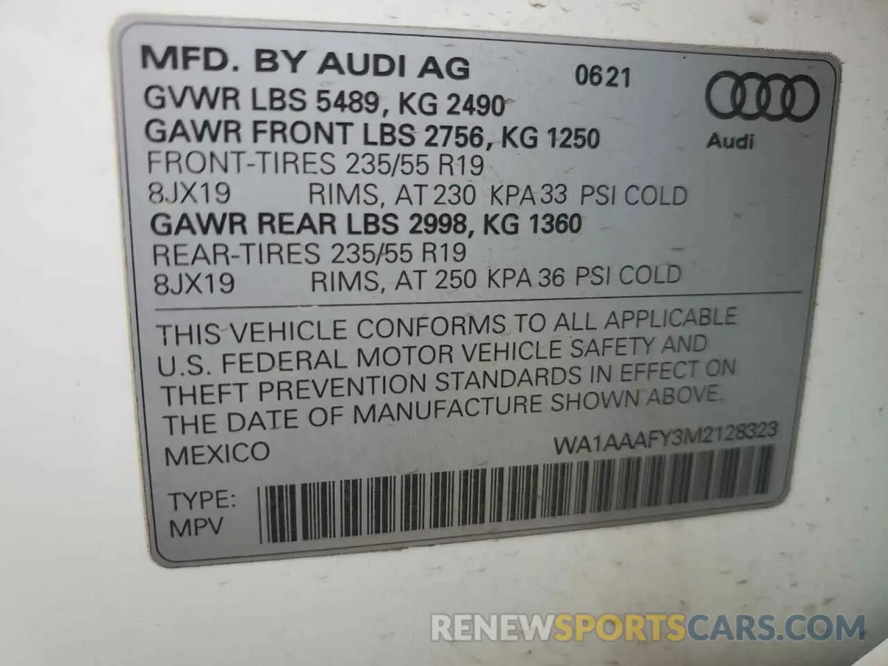 13 fotografías del automóvil dañado WA1AAAFY3M2128323 AUDI Q5 2021