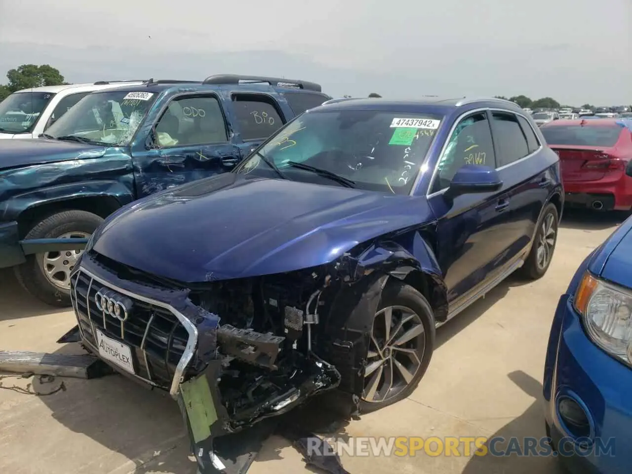 2 fotografías del automóvil dañado WA1AAAFY4M2020566 AUDI Q5 2021