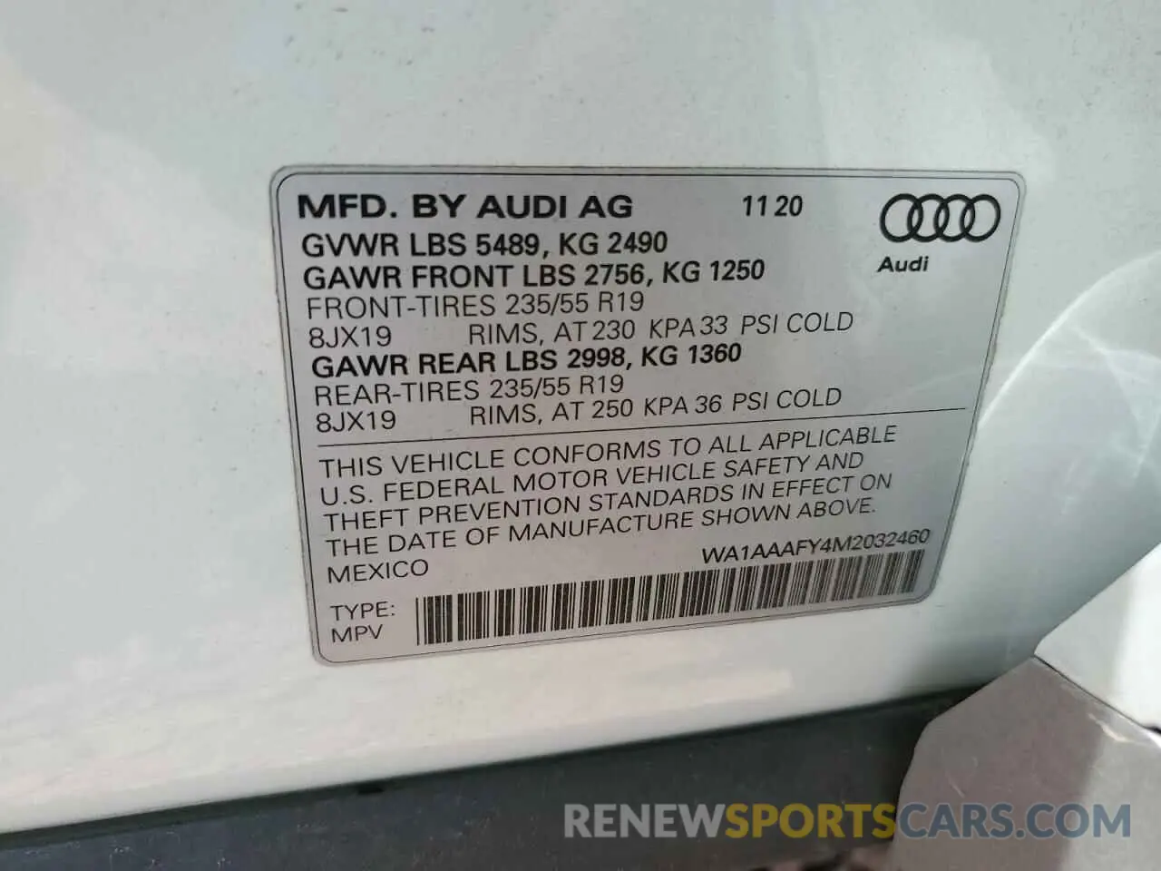 14 fotografías del automóvil dañado WA1AAAFY4M2032460 AUDI Q5 2021