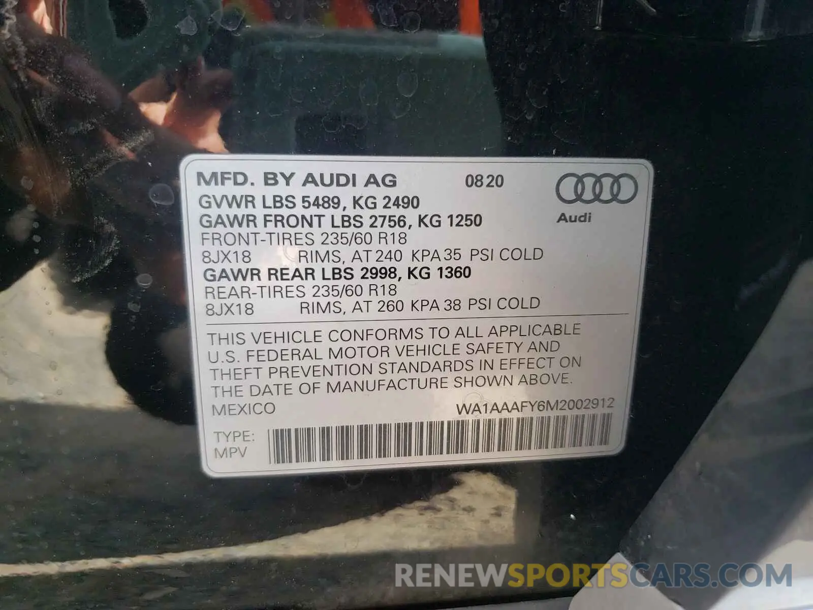 10 fotografías del automóvil dañado WA1AAAFY6M2002912 AUDI Q5 2021