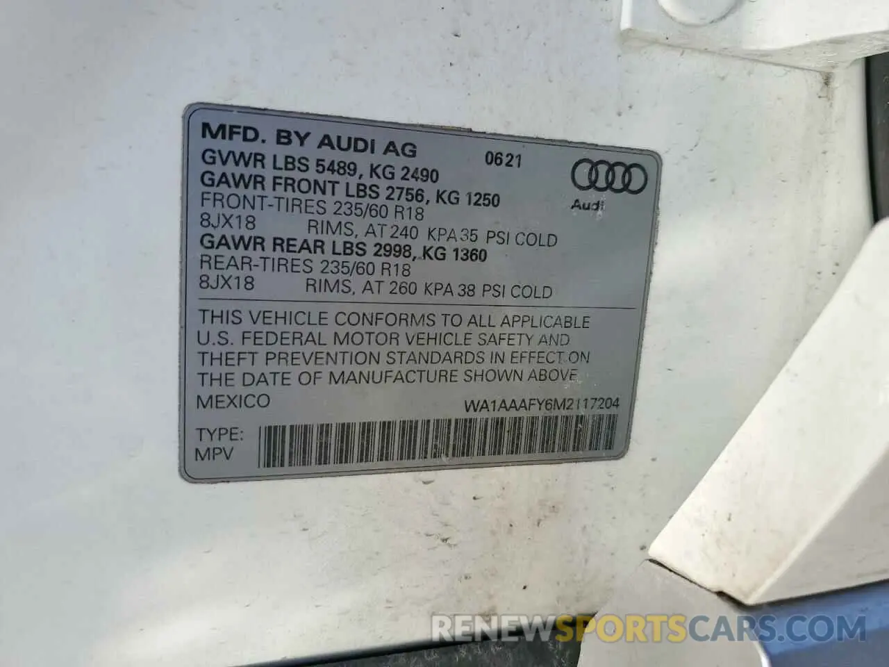 13 fotografías del automóvil dañado WA1AAAFY6M2117204 AUDI Q5 2021
