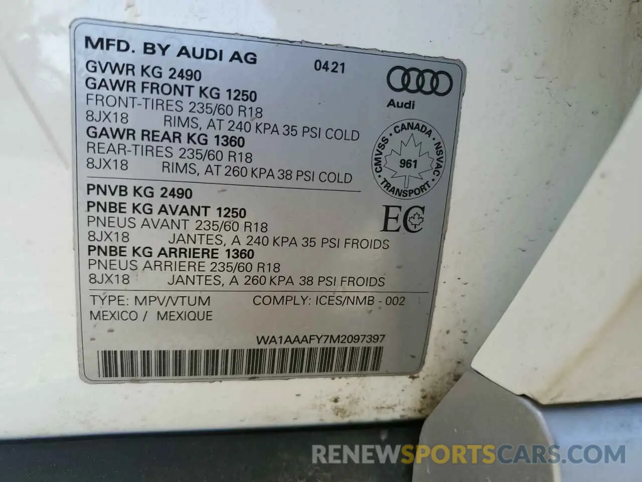 13 fotografías del automóvil dañado WA1AAAFY7M2097397 AUDI Q5 2021