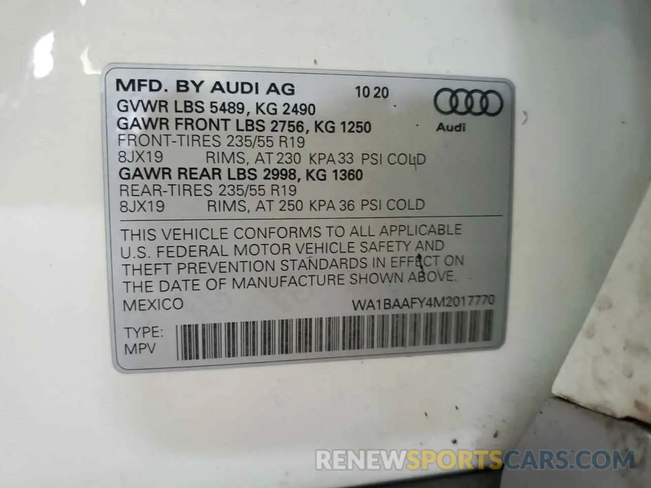 13 fotografías del automóvil dañado WA1BAAFY4M2017770 AUDI Q5 2021