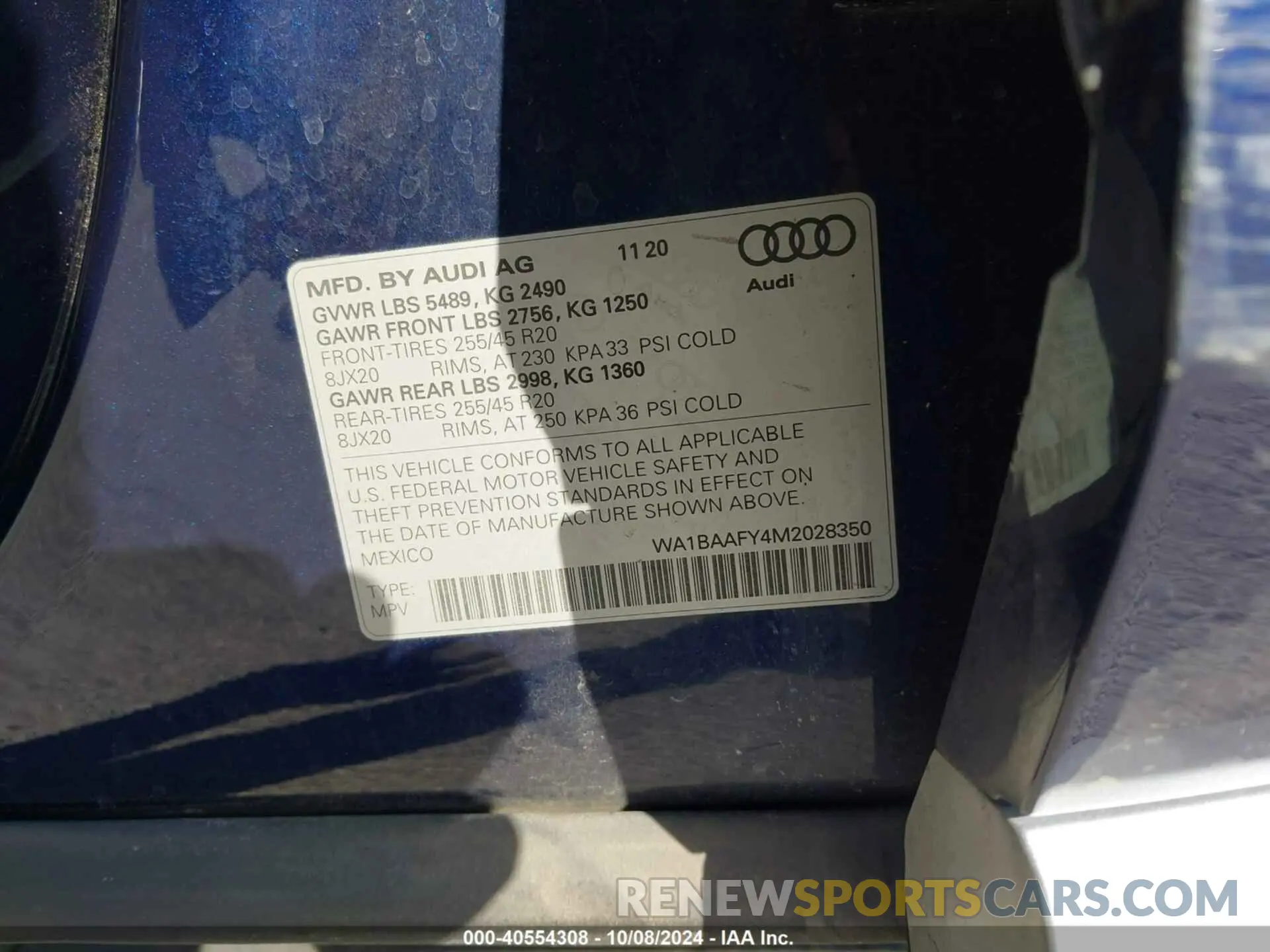 9 fotografías del automóvil dañado WA1BAAFY4M2028350 AUDI Q5 2021