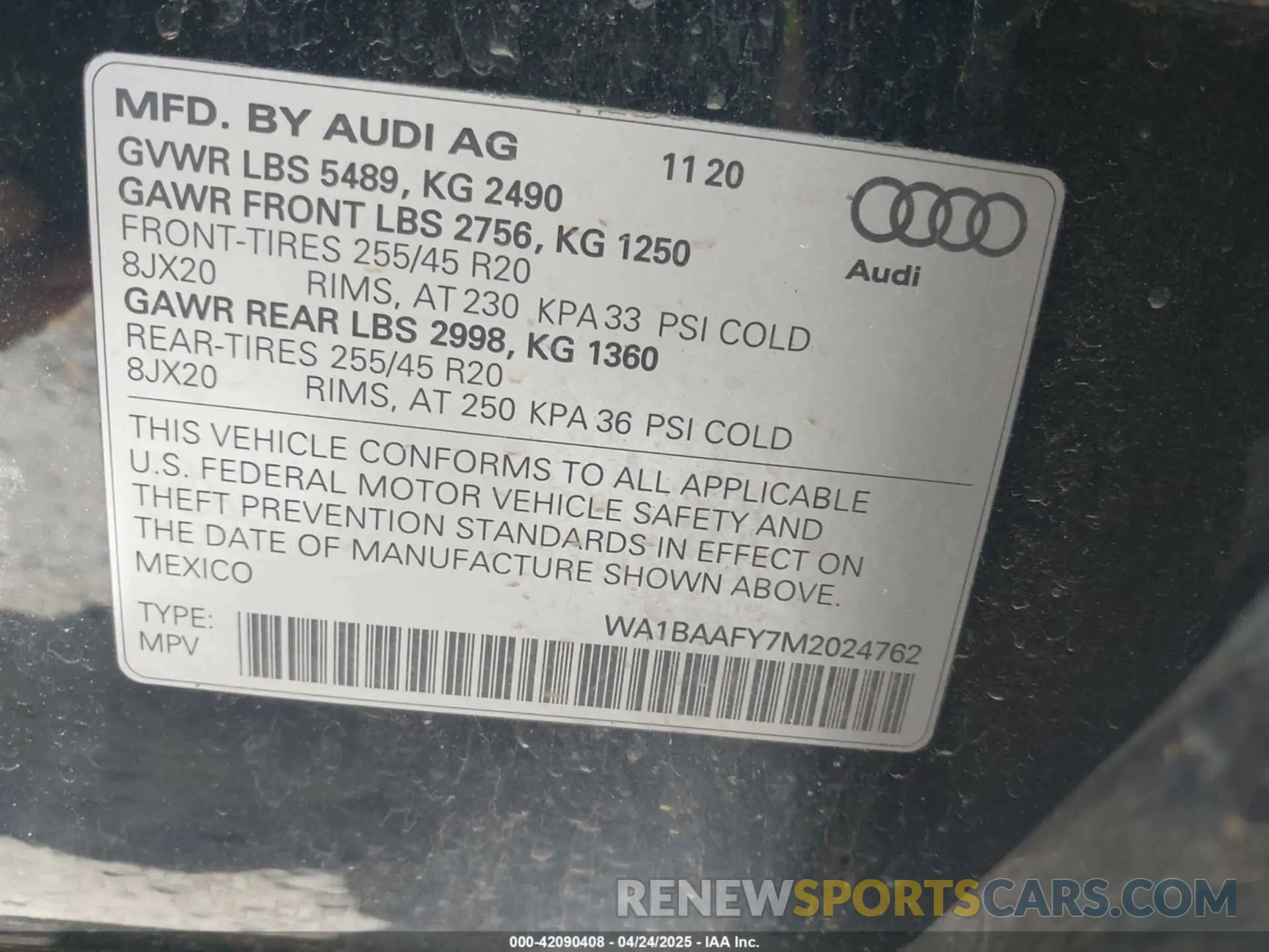 9 fotografías del automóvil dañado WA1BAAFY7M2024762 AUDI Q5 2021