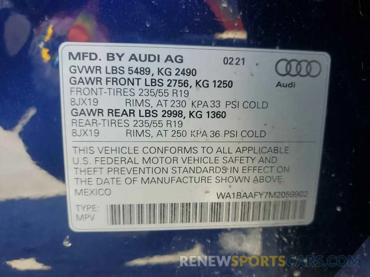 14 fotografías del automóvil dañado WA1BAAFY7M2059902 AUDI Q5 2021