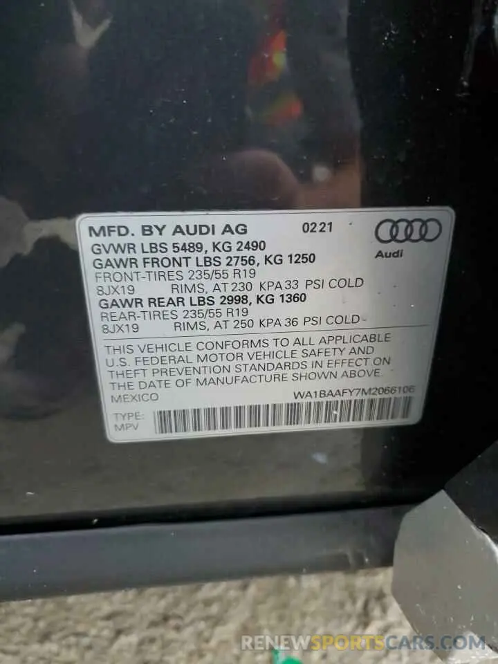 14 fotografías del automóvil dañado WA1BAAFY7M2066106 AUDI Q5 2021