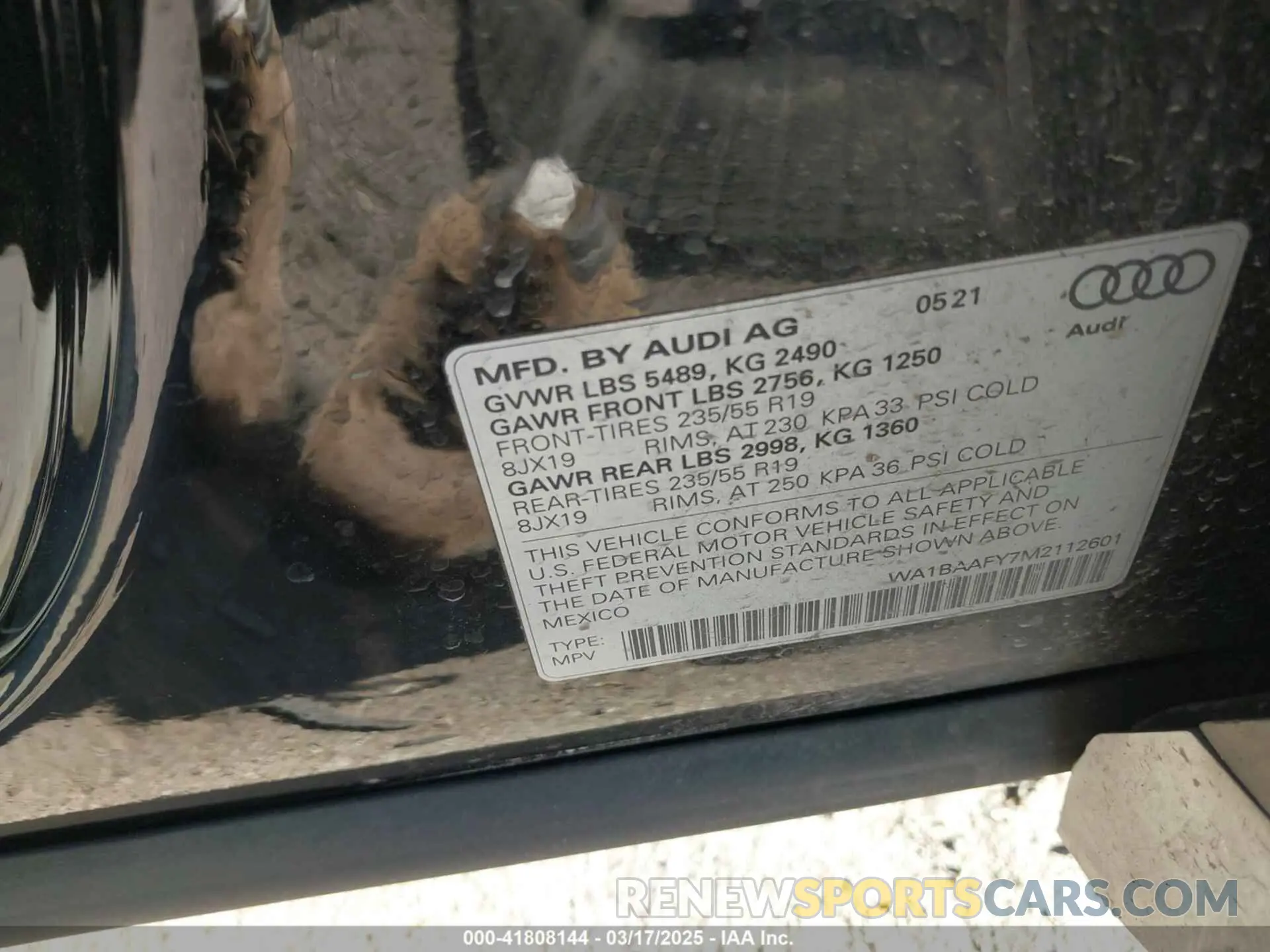 9 fotografías del automóvil dañado WA1BAAFY7M2112601 AUDI Q5 2021