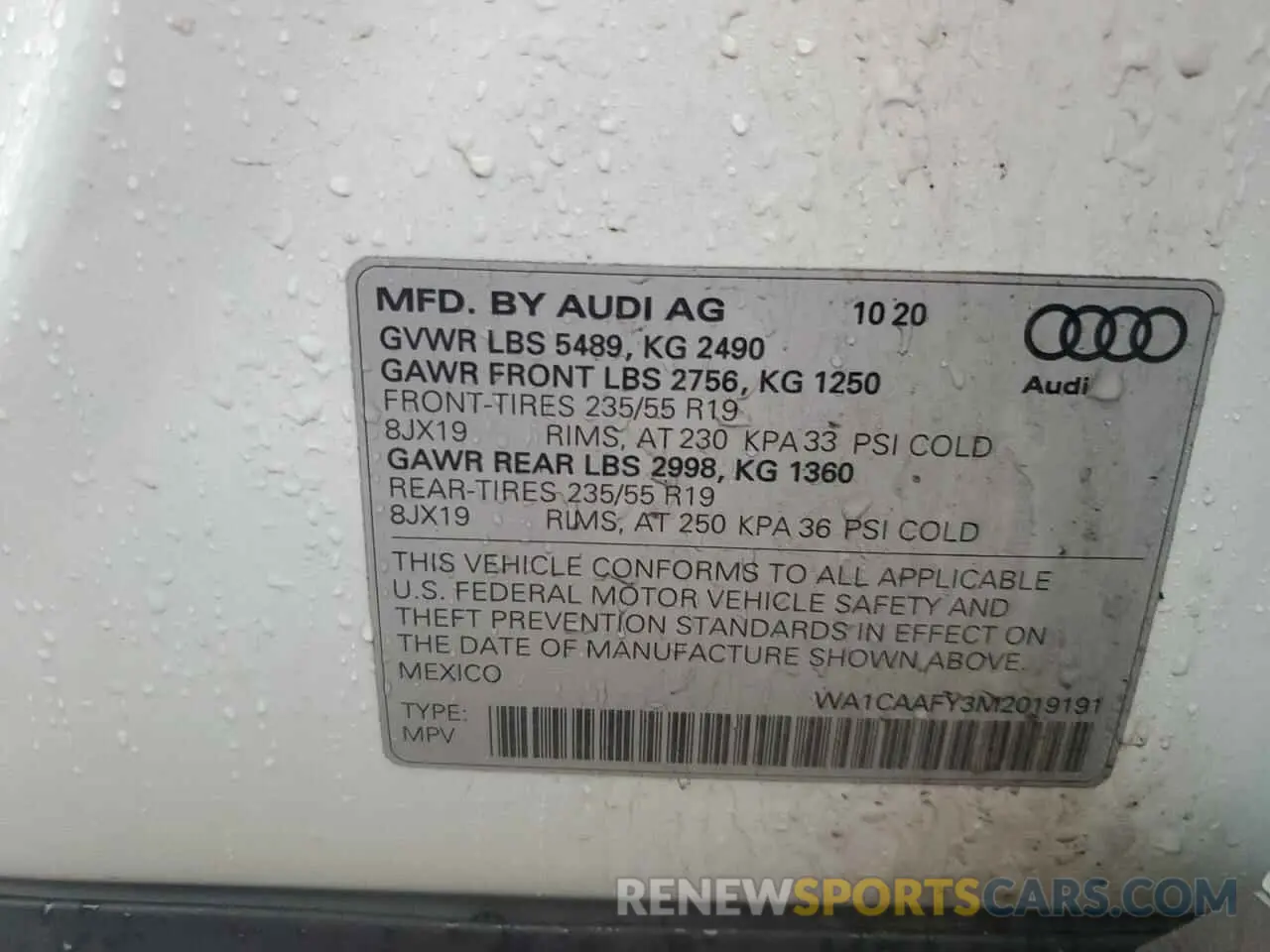 13 fotografías del automóvil dañado WA1CAAFY3M2019191 AUDI Q5 2021