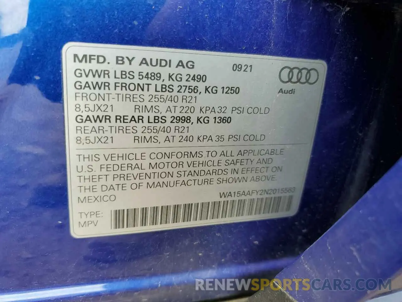 12 fotografías del automóvil dañado WA15AAFY2N2015563 AUDI Q5 2022