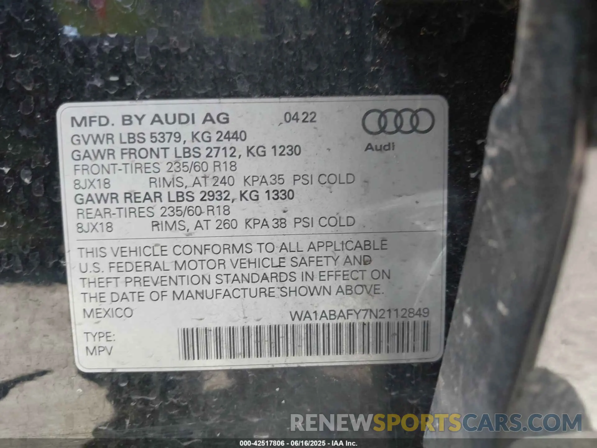 9 fotografías del automóvil dañado WA1ABAFY7N2112849 AUDI Q5 2022