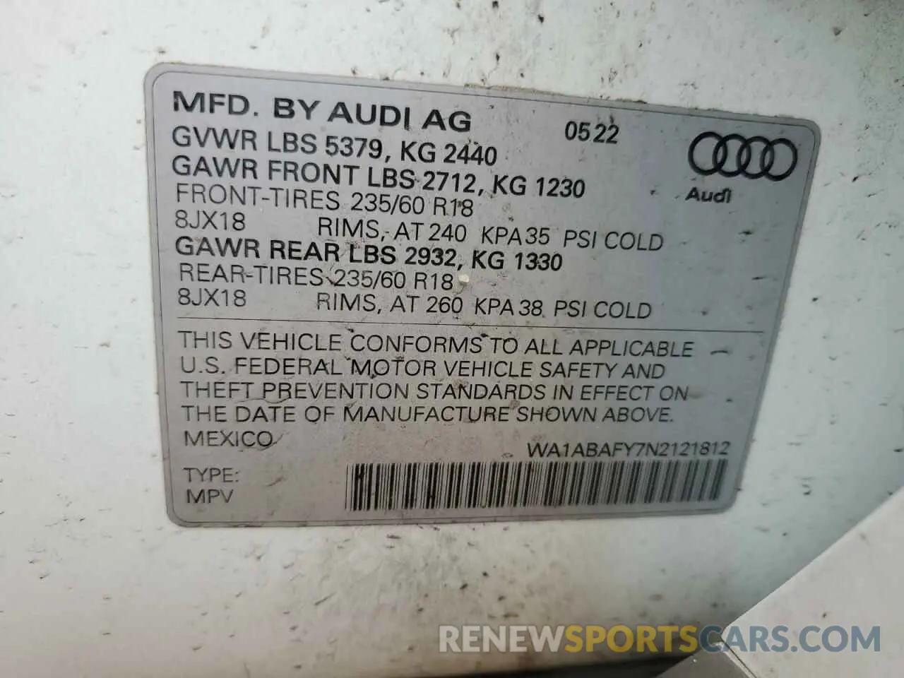 13 fotografías del automóvil dañado WA1ABAFY7N2121812 AUDI Q5 2022