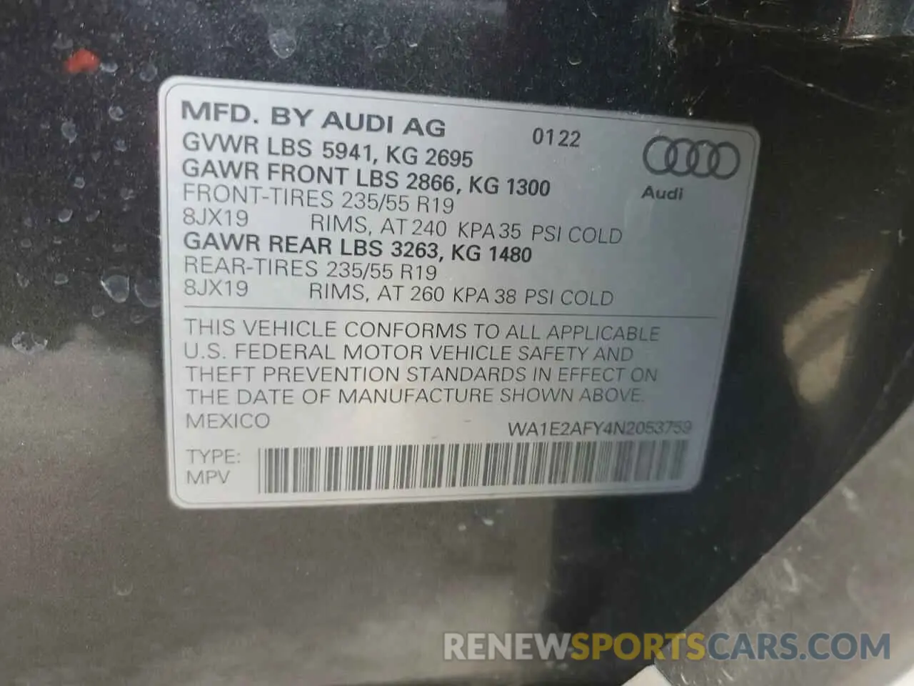 13 fotografías del automóvil dañado WA1E2AFY4N2053759 AUDI Q5 2022