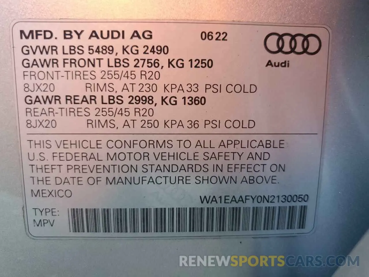13 fotografías del automóvil dañado WA1EAAFY0N2130050 AUDI Q5 2022