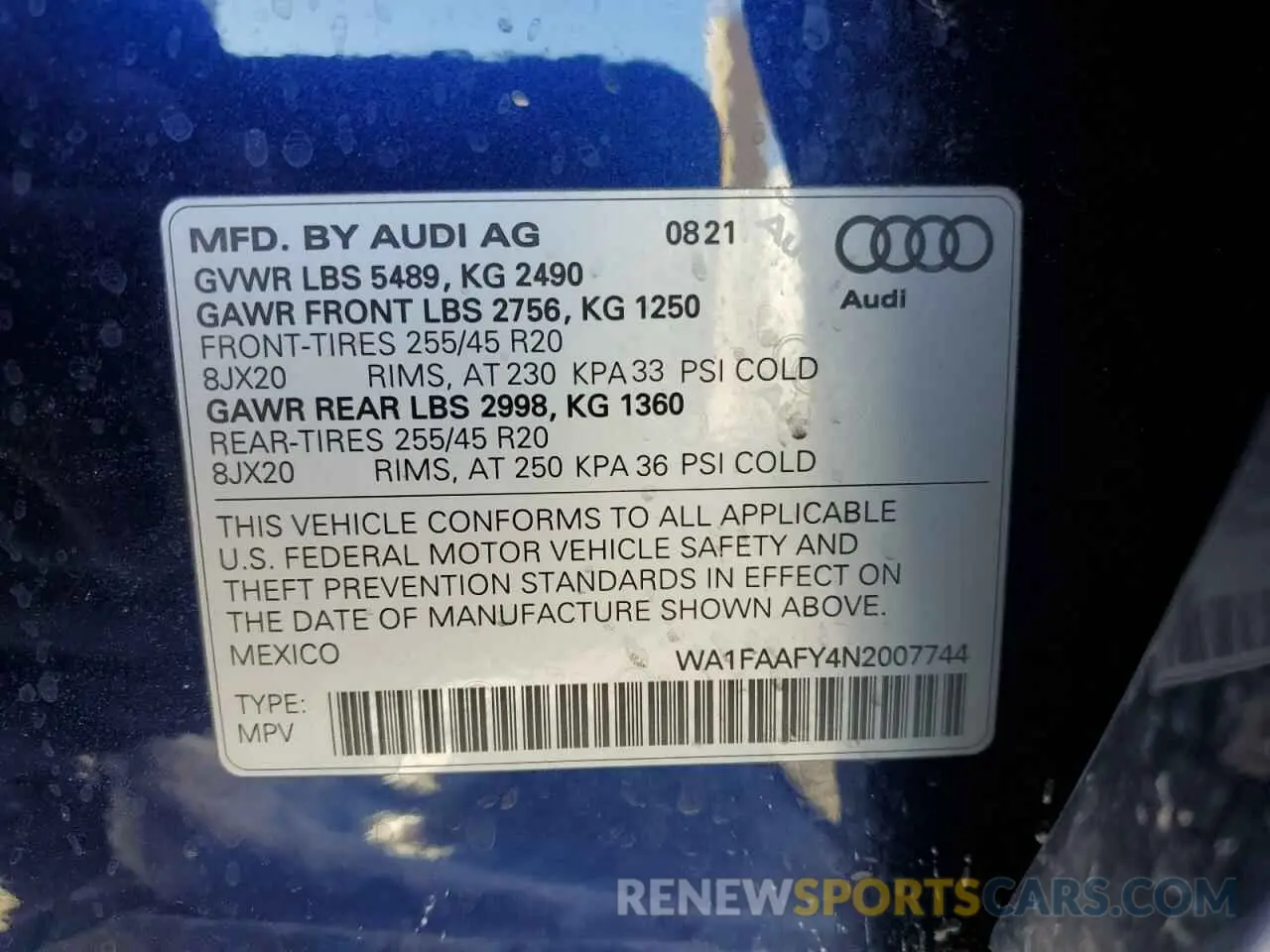 15 fotografías del automóvil dañado WA1FAAFY4N2007744 AUDI Q5 2022