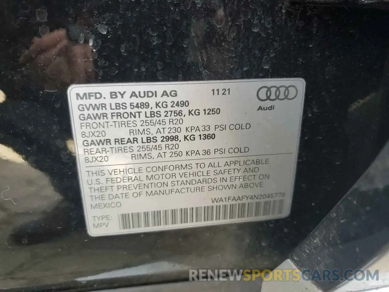 13 fotografías del automóvil dañado WA1FAAFY4N2045779 AUDI Q5 2022