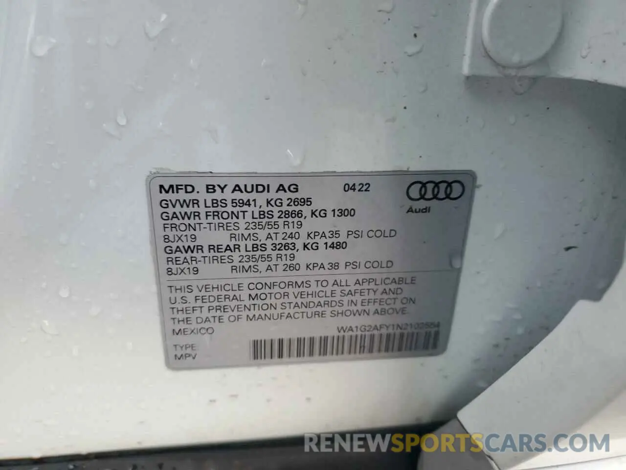 13 fotografías del automóvil dañado WA1G2AFY1N2102554 AUDI Q5 2022