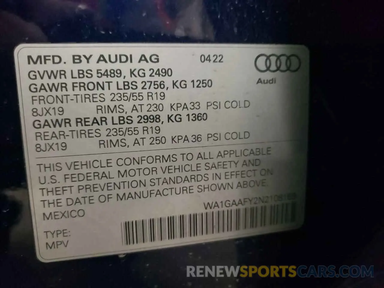 14 fotografías del automóvil dañado WA1GAAFY2N2108169 AUDI Q5 2022