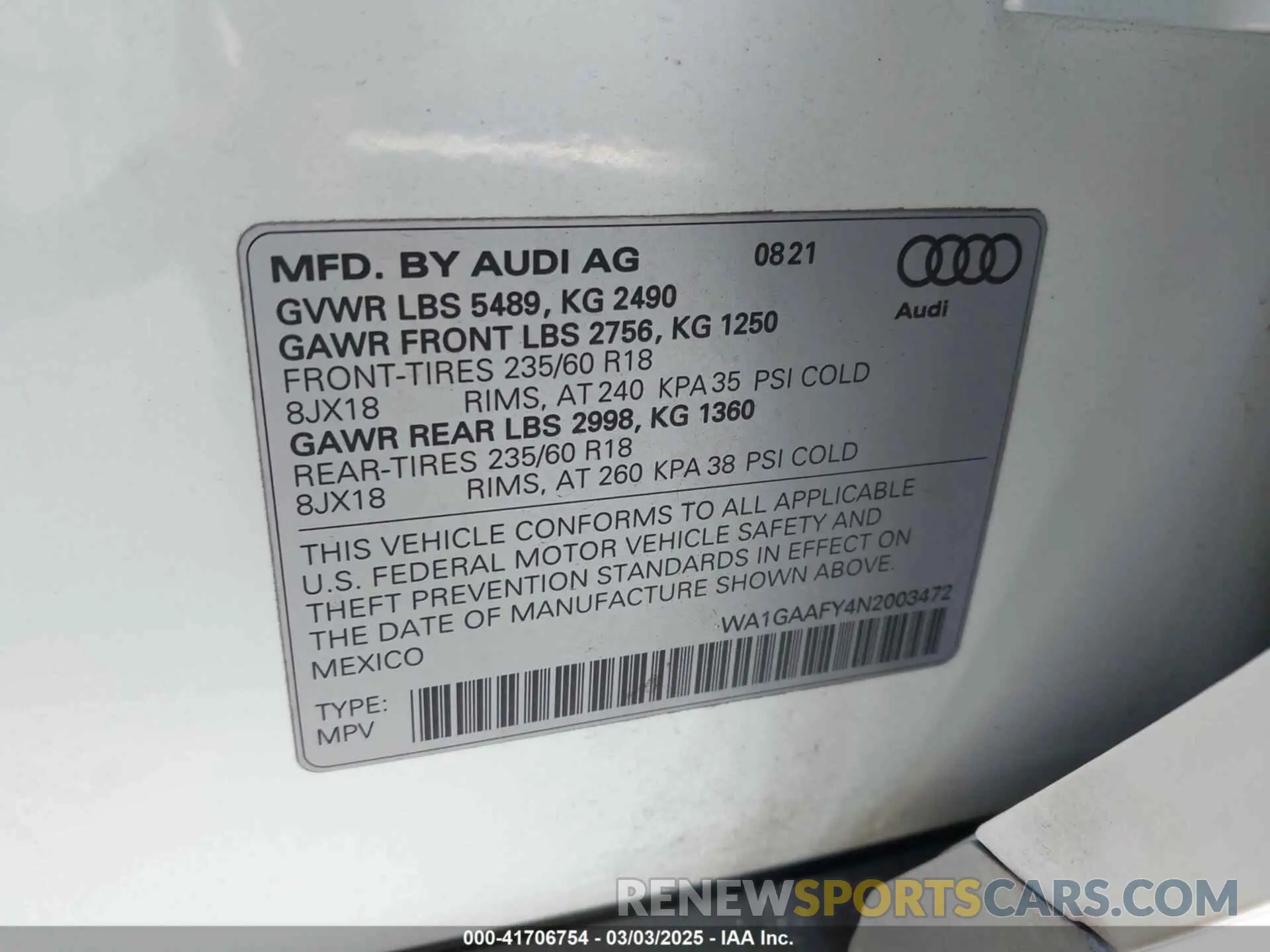 9 fotografías del automóvil dañado WA1GAAFY4N2003472 AUDI Q5 2022