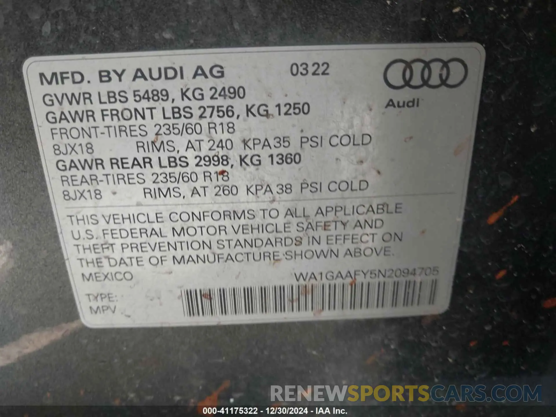 9 fotografías del automóvil dañado WA1GAAFY5N2094705 AUDI Q5 2022