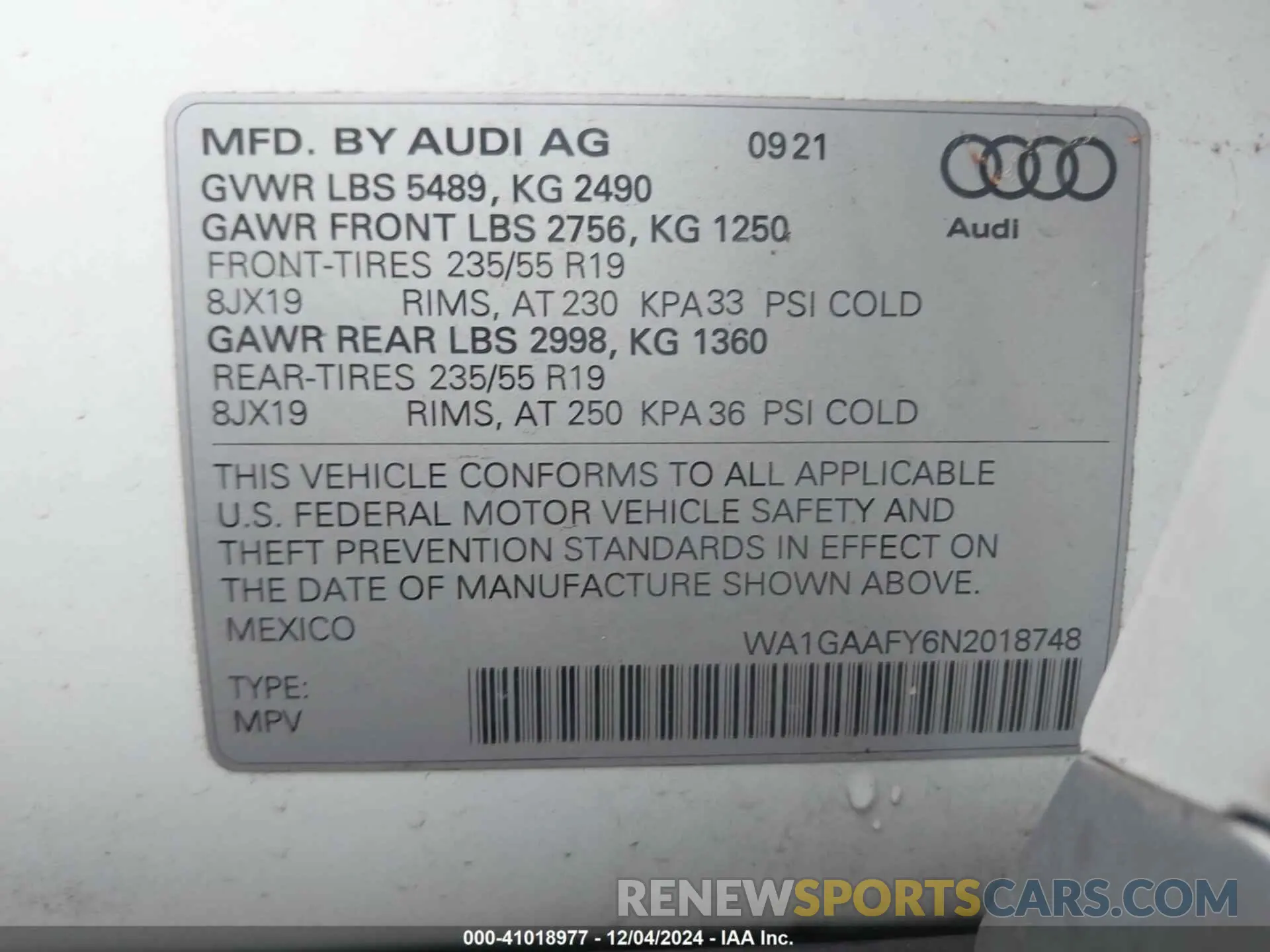 9 fotografías del automóvil dañado WA1GAAFY6N2018748 AUDI Q5 2022