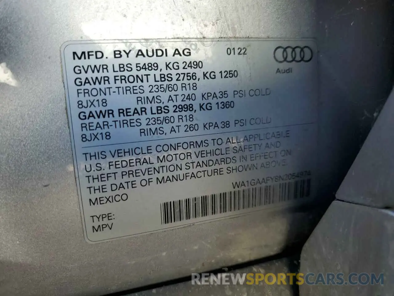 13 fotografías del automóvil dañado WA1GAAFY8N2054974 AUDI Q5 2022