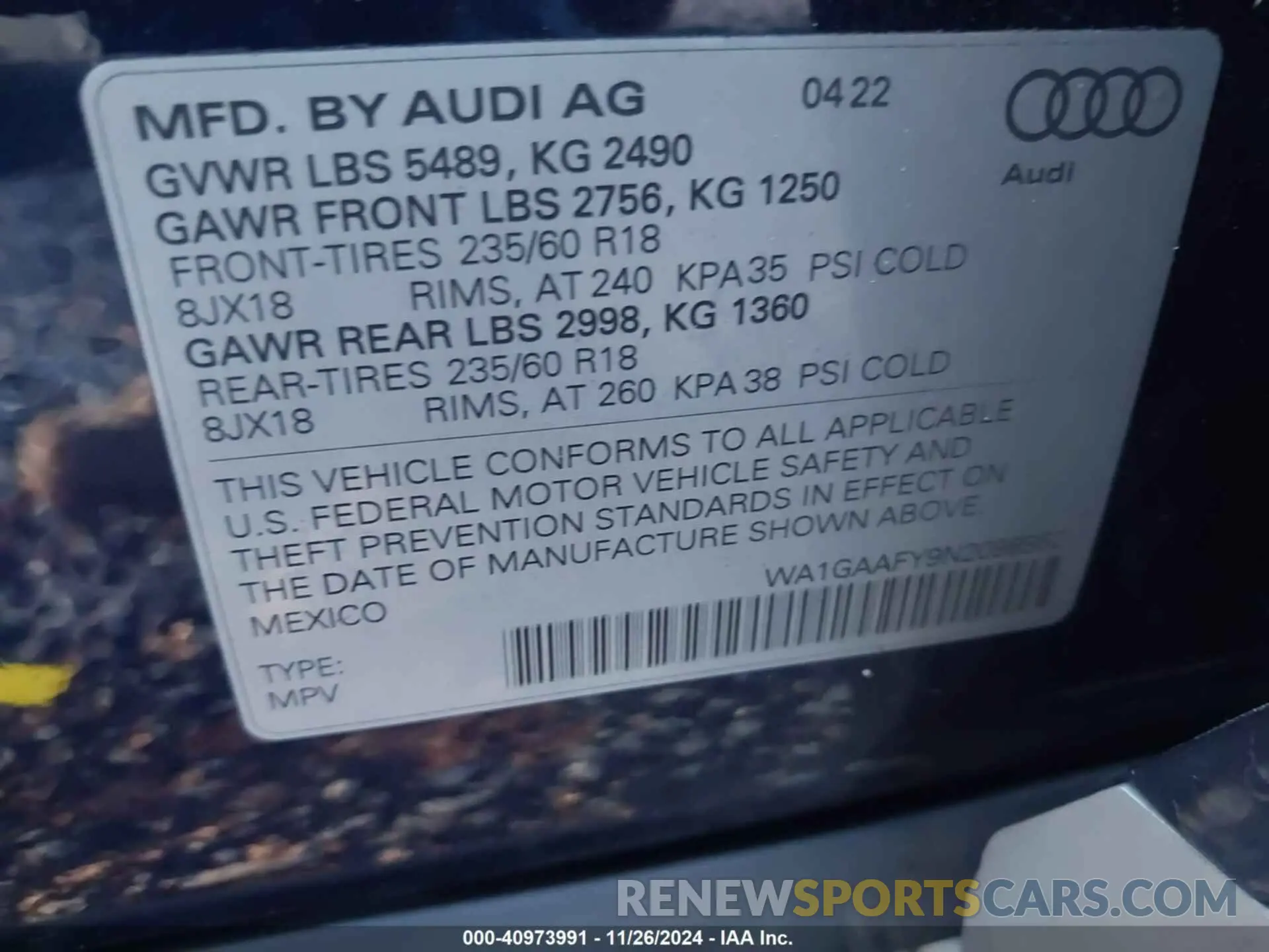 9 fotografías del automóvil dañado WA1GAAFY9N2098952 AUDI Q5 2022